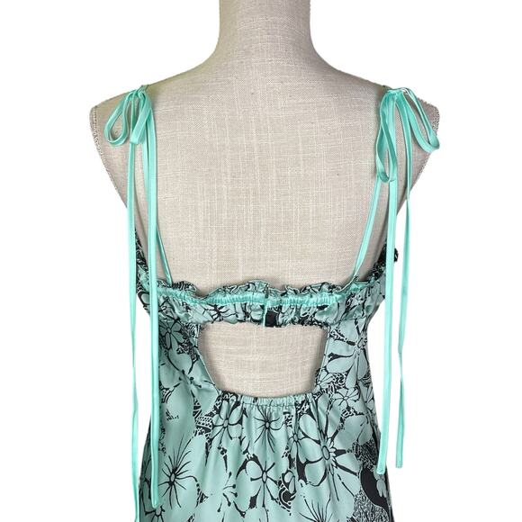 NWT Free People Retro Daisy Dress Women's Medium Asymmetrical Hem Green Floral - Picture 10 of 13